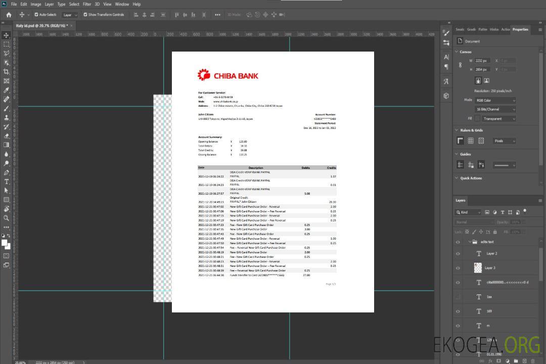Déclaration de la Banque Chiba du Japon template